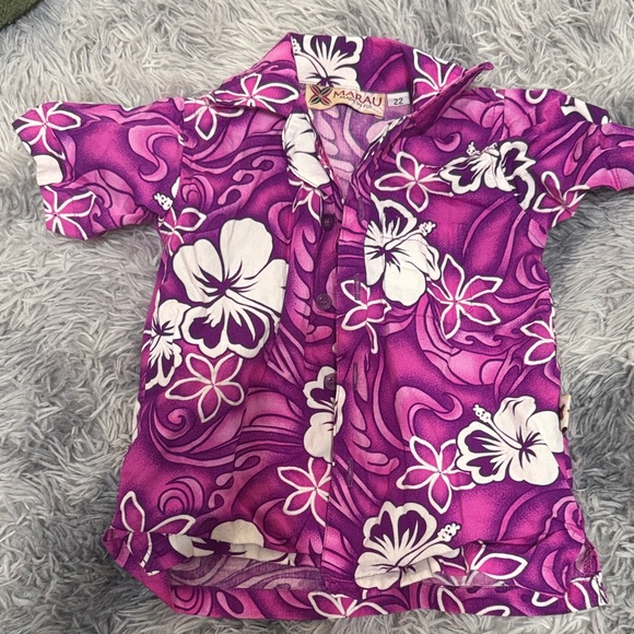 marau Other - Kids' Vibrant Purple Floral Button Down Shirt